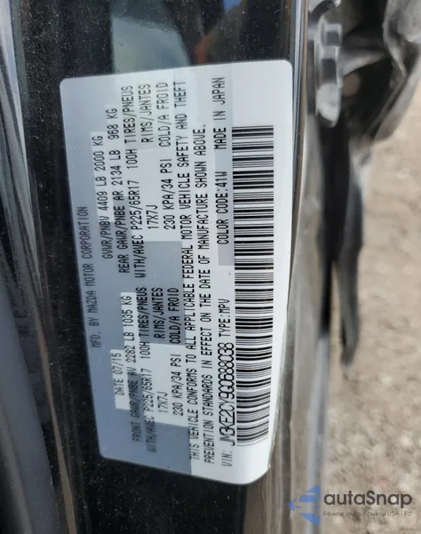 2016 Mazda Cx-5 Touring z USA, uszkodzony, nr VIN JM3KE2CY9G0688038